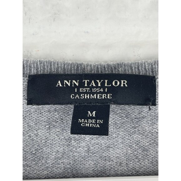 ANN TAYLOR Gray Cashmere Short Sleeve Sweater Top Medium - Picture 4 of 6